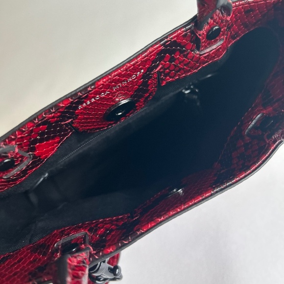 Rebecca Minkoff Burgundy Black Snake Print Leather Small Shoulder Crossbody Bag - Picture 12 of 14